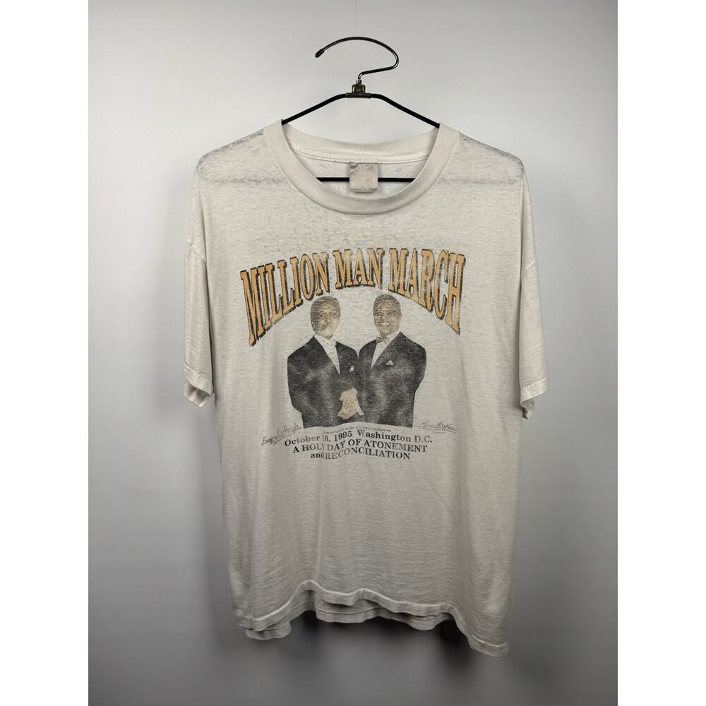 Vintage 1995 Million Man March Farrakhan Shirt Rare Pledge Back Hit XL 25x29
